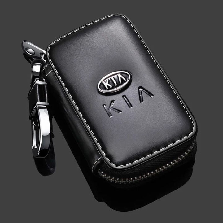 กระเป๋ากุญแจหนังดัดแปลงกระเป๋าใส่กุญแจรถแต่งด้วยหัวเข็มขัดพวงกุญแจสำหรับ-kia-k2-k3-k5-kx3-kx5-rio-niro-sportage-stinger-sorento-carens-จิตวิญญาณ-cerato