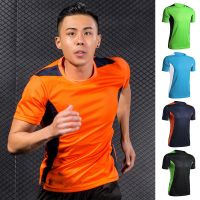 Men t-Shirts Sport Gym Fitness Tshirts Man Short Sleeve Bodybuilding Top Quick Dry Football Shirts Jerseys Male Gym Clothing 4XL