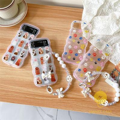 For เคสมือถือ Z Flip 3 [Cute Devils-claw Colorful Wave Shape] เคส Phone Case For SAMSUNG Galaxy Z Flip 5 / Z Flip 4 / Z Flip 3 Ins Korean Style Retro Classic Couple Shockproof Protective TPU Cover Shell