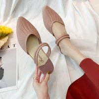 รองเท้าผู้หญิงมีเวดจ์ Korea All Season new shallow mouth all-around high-heeled shoes womens shoes pointed toe shoes