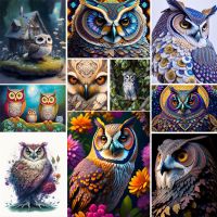 ☌✑▫ Animal Owl Printed Fabric Cross-Stitch Complete Kit DIY Embroidery Needlework Painting Handiwork Sewing Gift Room Decor Floss