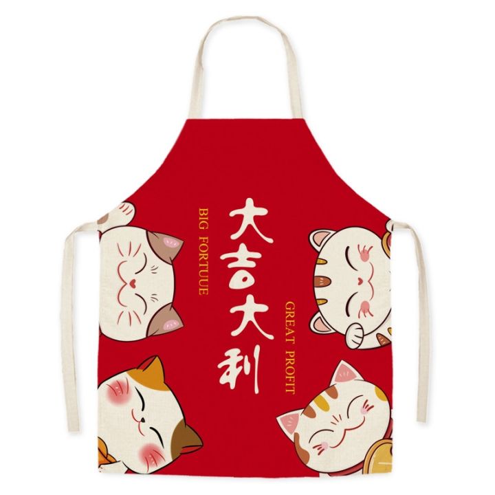 japanese-cartoon-lucky-cat-decoration-sleeveless-apron-cotton-linen-kitchen-aprons-women-home-cooking-baking-waist-bib-pinafore