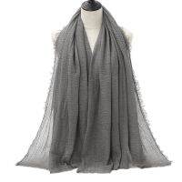 【CC】┅☸✾  180x90cm Pleated Cotton Scarf High-quality Muffler Folded Shawl Ladies Warm Scarves Headscarf