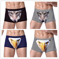 4pcsLot Breathable Boxers Shorts Home Pouch Underwear Men Sexy New Underpants Man Male Panties Funny Wolf Cartoon High Quality