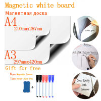 2 PCS Soft Whiteboard Magnetic Fridge Stickers for Kids Dry Eraser White Board School Memo Presentation Writing Drawing Bulletin