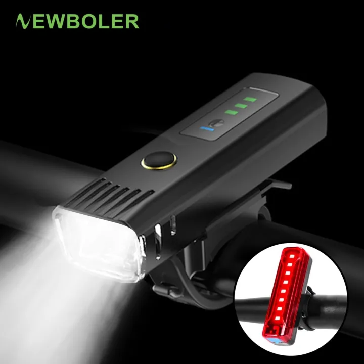 NEWBOLER Smart USB Rechargeable Bike Light Integrated Light Sensor 400 Lumens Super Bright