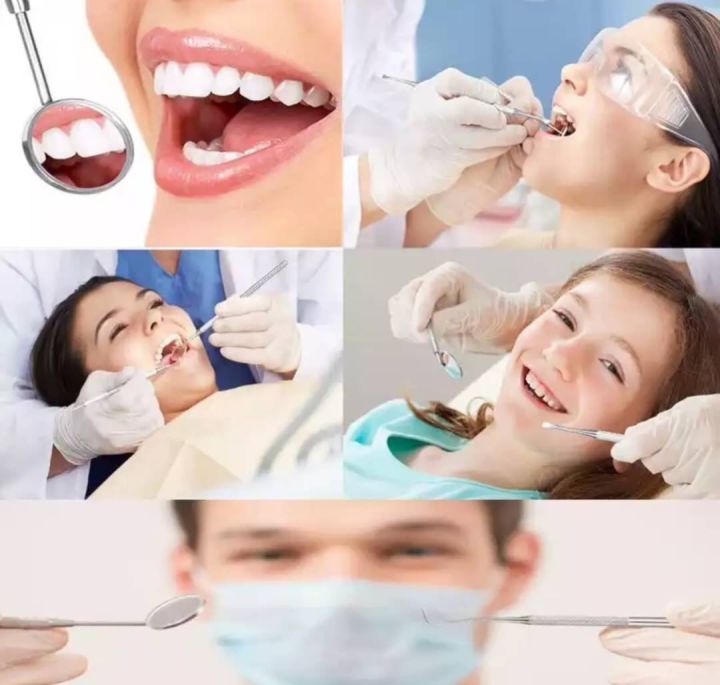 แหนบปลายสแตนเลส-สแตนเลสแท้-4-ชิ้น-แปรงขัดฟันเล็ก-ที่ขัดฟัน-กระจกมองฟัน-อุปกรณ์ชุดทำความสะอาด-ช่องฟัน