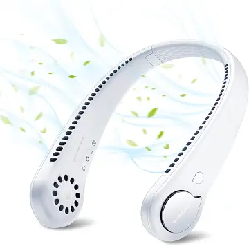 Portable leafless neck fan, 360 degree lazy neckband fan 78 surround air  outlet USB 4000Mah rechargeable neck fan white : : Home