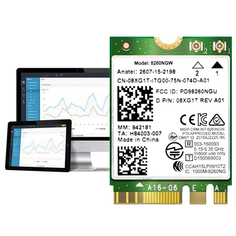 Carte WIFI + Bluetooth Intel Dual Band Wireless-AC 8260 - 8260NGW -  LaptopService
