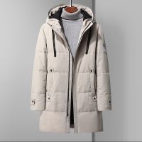 [COD] 2021 new mens down jacket winter hooded casual mid-length windproof warm and comfortable middle-aged young fashion