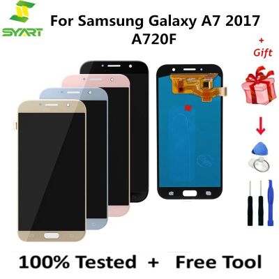 หน้าจอ LCD สําหรับ Samsung Galaxy A7 2017 A720F A720 LCD Touch Screen Digitizer อะไหล่สําหรับ Samsung Galaxy SM-A720 Display