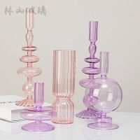 Creative simple glass candlestick vase handicrafts ins net red art living room B table decorations with dried flowers wine glass