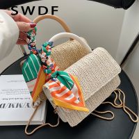 New с доставкой Summer Straw Flap Bags for Women 2022 Small scarf design Shoulder Belt Ladies Crossbody Shoulder Handbags Purses