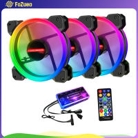 FoZueo 12เซนติเมตรพัดลมทำความเย็นเคสคอมพิวเตอร์ RGB พร้อมรีโมทควบคุม