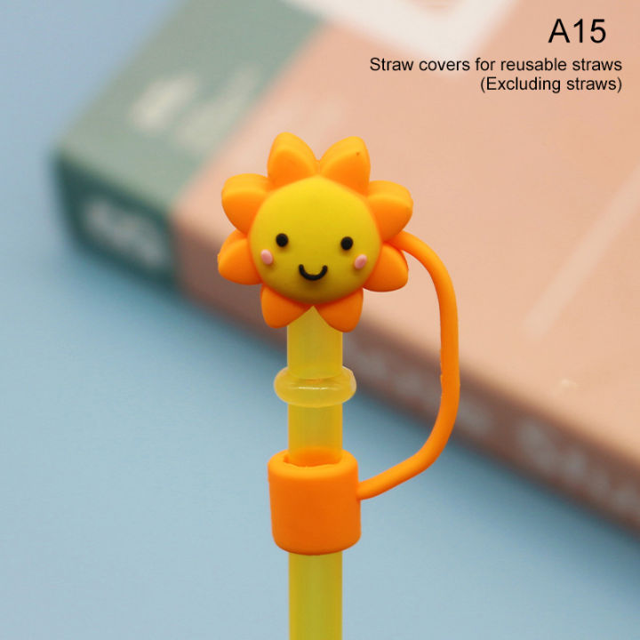 Cute Silicone Straw Plug, Reusable Cartoon Animals Plugs Cover, Drinking Dust Cap, Splash Proof Straw Tips, Cup Straw Accessories (Bear)