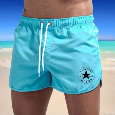 Loose men shorts beach pants black and white 9 color swimming trunks star print