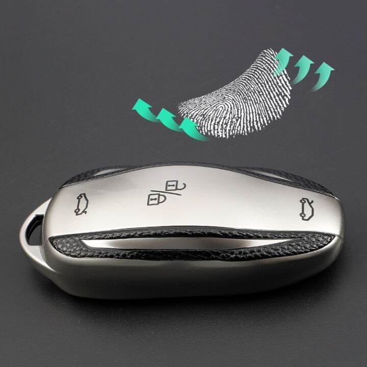 npuh-leather-tpu-car-smart-key-case-cover-shell-fob-bag-protector-holder-keychain-for-tesla-model-x-model-s-model-3-accessories