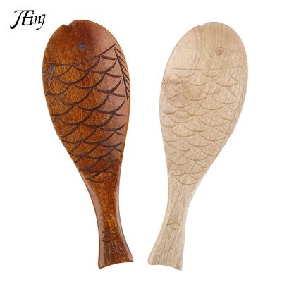 ☂☾ Retro Japanese Creative Fish Shape Rice Spoon Cute Nature Wooden Non-stick Rice Shovel Scoop Kitchen Cooking Utensils Supplies