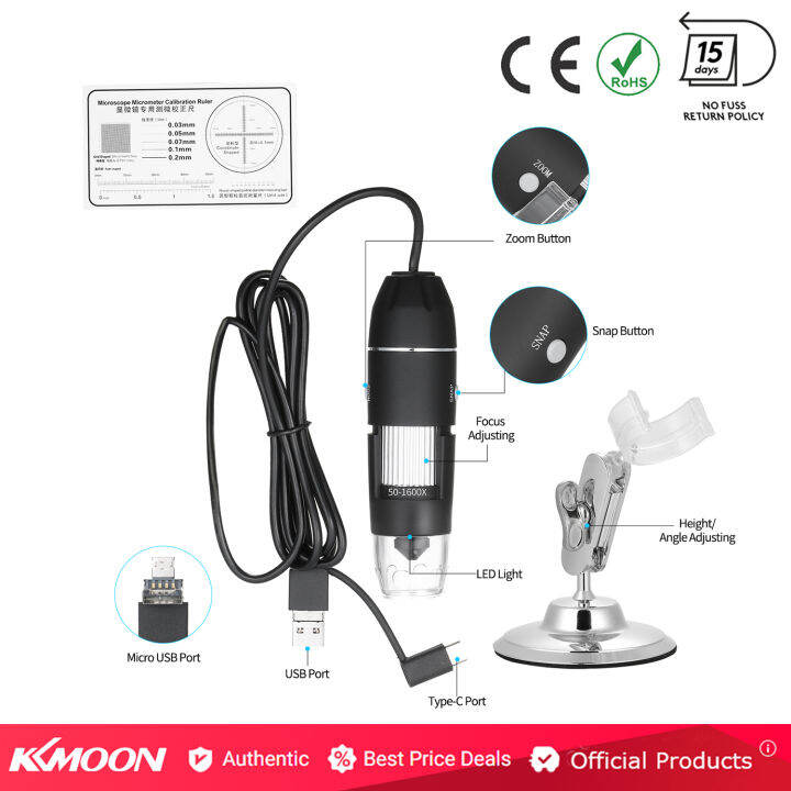 kkmoon-1600xการขยายusbดิจิตอลกล้องจุลทรรศน์แบบขยายแว่นขยายฟังก์ชั่นotg-8-ไฟledแว่นขยายพร้อมขาตั้ง