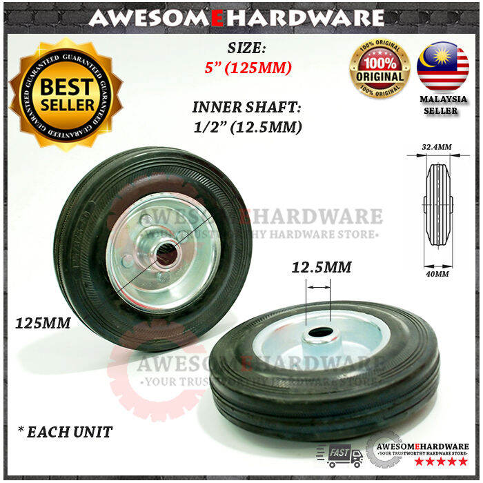 5" TROLLEY WHEEL HAND TRUCK WHEEL CASTER ROLLER RUBBER WHEEL Lazada