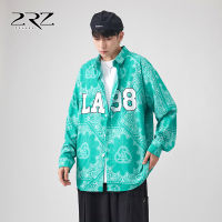 2Rz Mens Clothing All-Match Letters Printed American Fashion Brand Ins Hong Kong Style Loose Casual Shirt Mens Special-Interest Design