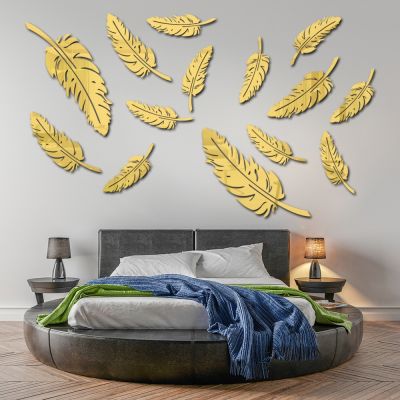 Three-dimensional feather mirror wall stickers home childrens room decoration wall 3D background wall stickers self-adhesive