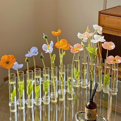 แจกันดอกไม้ไฮโดรโปนิกส์สำหรับแจกันทรงหลอดกระจกโปร่งแสงแบบนอร์ดิกใช้ในครัวเรือนเครื่องประดับ Hiasan Kamar ภาชนะแก้วใส่ดอกไม้ Heyuan ในอนาคต
