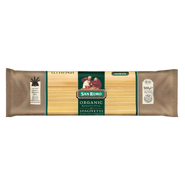 San Remo Organic Spaghetti 500g ซานรีโม่สปาร์เก็ตตี้ ออร์แกนิค ขนาด 500 กรัม (0468)