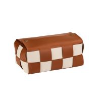 Checkered Storage Bag Creative Storage Bag Dustproof Leather Bag Pu Dining Table Storage Storage Bag