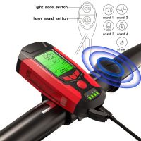 3 in 1 USB Bicycle Flashlight 5 LED Bicycle Computer/Horn Bike Front Light IPX4 Waterproof Headlight Odometer Bike Accessories