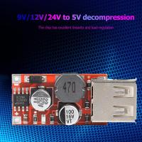 บอร์ดวงจร USB โมดูลพลังงานที่ชาร์จแบตในรถ9V/12V/24V ถึง5V 3A แบบ DC-DC