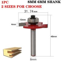 1pc 8mm 6mm Shank－T－Type Biscuit Jointing Slotting Cutter T Slot Joint Wood Router Bit พร้อมเครื่องตัดมิลลิ่งแบริ่งสําหรับไม้