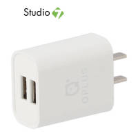 อะแดปเตอร์ QPLUS Wall USB Charger 2 USB-A + Micro USB Cable TG01 White by Studio 7