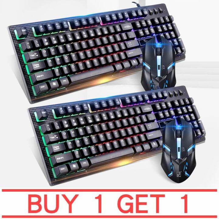 【Buy one get one free】LED RGB Backlit Metal Gaming Keyboard and Mouse