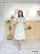 Đầm cổ tròn xếp ly ngực BEMINE MT5228