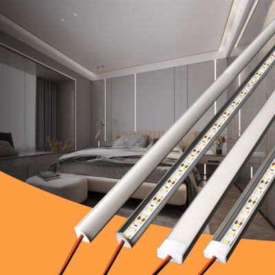 ☃ↂ✲ 2-10PCS 0.5m Silver Aluminum Profile DIY LED Bar Light Channel Holder Milky Cover Cabinet Closet Linear Strip Light for ceiling