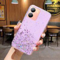 เคสโทรศัพท์สำหรับ Vivo Y36 Y 3 6 4G 5G เคสเคสโทรศัพท์สีชมพู VivoY36ใสกลิตเตอร์ TPU นุ่มแวววาวฝาครอบกันกระแทก