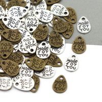 【LZ】✙☑▧   Feito para você  etiquetas feitas à mão etiquetas de prata bronze gota metal tag para sacos de roupas sapatos feitos à mão costura artesanato 50 pçs 8x11mm