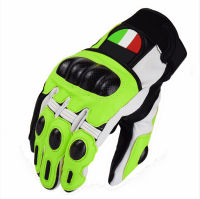 Motocross Carbon Fiber Genuine Leather Gloves Motorbike Motorcycle MX Dirt Bike Black Green Gloves