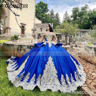 ✿✹ AEOZAD Vestido de baile formatura 16 XV anos vestido azul Quinceanera concurso trem longo senhorita aniversário mexicano luxo 2024