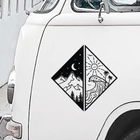 Mountain Beach Camper Stickers Day Night  Yin Yang Trailer Decal Motorhome RV Travel Vinyl Accessories Film Vehicle Supplies