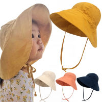 【CW】Summer Big Brim Baby Sun Hat Spring Kids Bucket Hat For Girls Boys Cotton Linen Children Cap Beach Travel Kids Hats Caps SPF 50