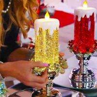 LED Glitter Flameless Candle Luminous Electronic Candle Romantic Party Home Decor Christmas Decoration Lovely Night Light