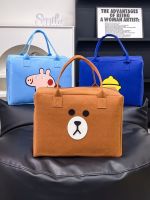 High-end MUJI Cartoon Doll Casual Felt Handbag New Suitcase Storage Bag Simple Versatility Fashion Oversized Tote Bag