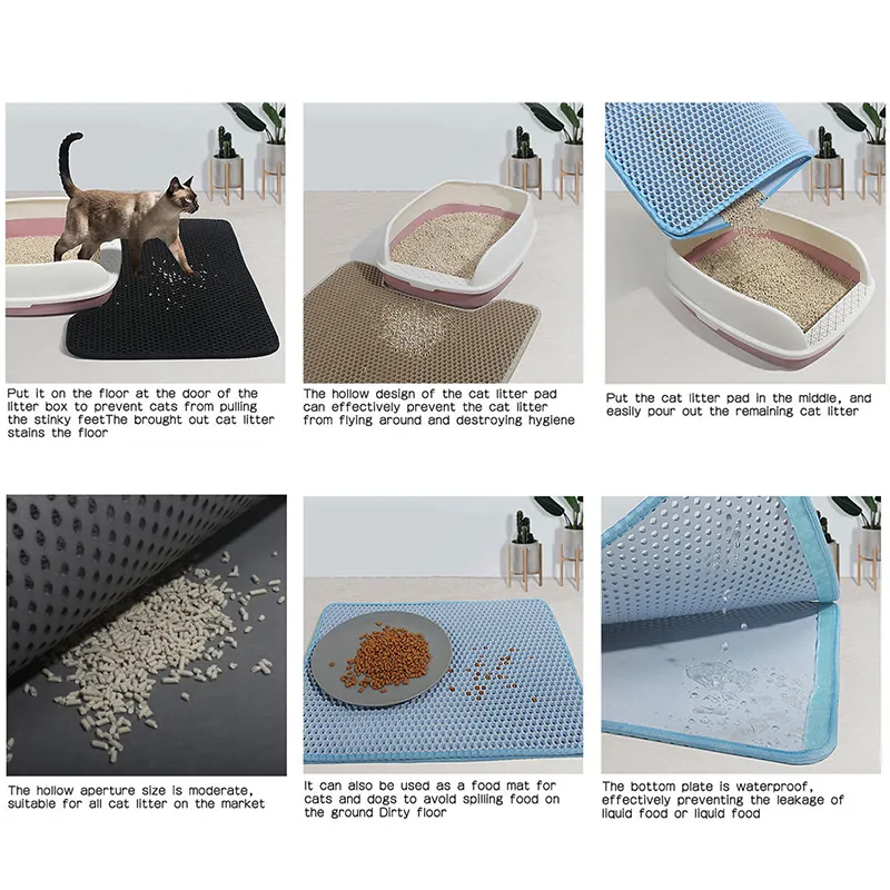 1pc Double Layer Washable Cat Litter Mat