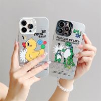 Casing ponsel perak dilapisi kodok bebek lucu untuk iPhone 14 13 12 Pro Max 11 penutup lembut silikon pelapis modis lucu Fundas