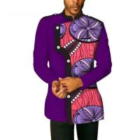 [COD] 1pcs African Mens Waxed Top Cotton Double-sided Batik Fabric Shirt