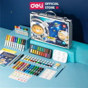 Bộ bút màu 80 chi tiết cho bé, chì màu, màu nước dạng nén, kèm phụ kiện