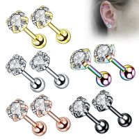 2pcs 3/4/5mm Crystal Zircon Ear Studs Earrings For Women/Men Stainless steel Cartilage Helix Ear Bone Nail Piercing Ear Jewelry