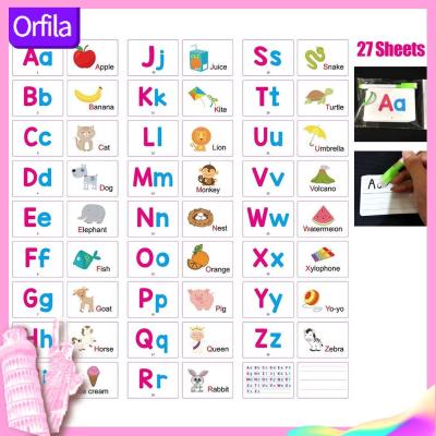 Baby Learning ABC Alphabet Letter Animals Fruits Cognitive Cards Educational Toys with Erasable Pen